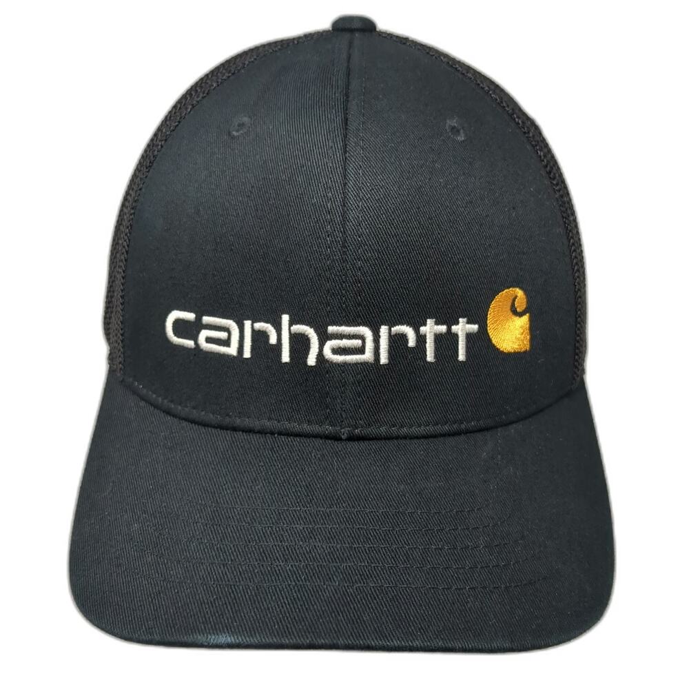 Carhartt Baseball Cap Black XL Mesh Back Flexfit Hat Embroidered Logo Workwear